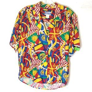 Vintage Pendleton Classic 6 Top Blouse Red Shortsleeve Nautical Button Front